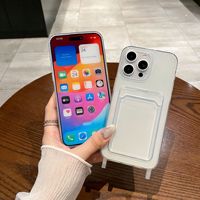 Nouvel étui porte-cartes en silicone de luxe ATB pour 17/16/15/12 Pro Max, coque transparente souple de protection avec fente pour cartes