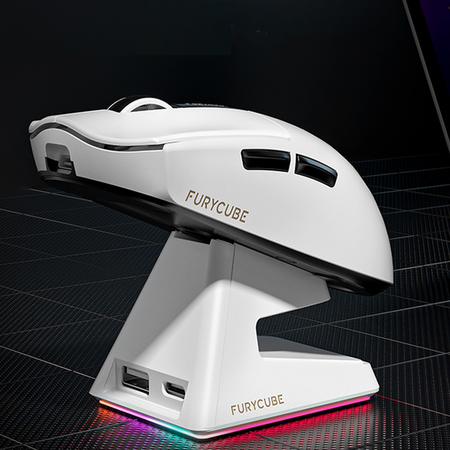 FURYCUBE G9 Rechargeable Lightweight 2.4Ghz Wireless Gaming Mouse 12000 DPI PAW3311 Sensor RGB Backlit Programmable Buttons
