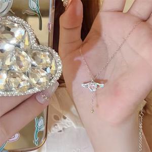 Jeutelis, collar de acero inoxidable de oro de 18 quilates para mujer, diseño de alas de Ángel en forma de corazón, colgante con incrustaciones de circón, collar de moda - Product Image 3