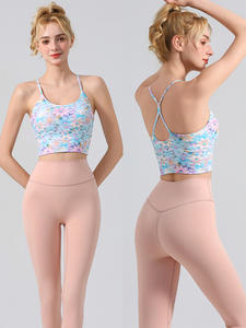 Ensemble de camisoles de yoga européennes et américaines à séchage rapide vêtements de sport solides coussin de poitrine respirant à la mode transfrontalier - Product Image 6