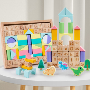 Blocs de construction à empiler en forme d'alphabet Puzzle de comptage de nombres Jouets éducatifs pour enfants Jouet en bois Vente en gros - Product Image 2