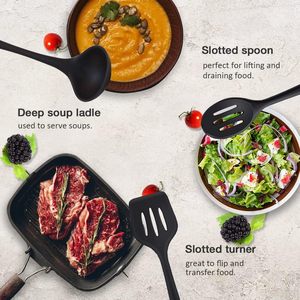 Ensemble d'ustensiles de cuisine en silicone - Accessoires de cuisine résistants à la chaleur avec manches en bois - Product Image 4