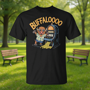T-shirt Buffaloooo in cotone nero per abbigliamento casual da uomo e da donna - Product Image 3
