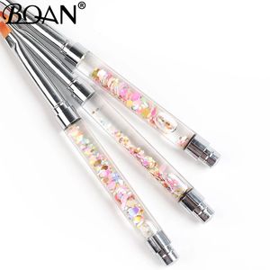 Pinceau à ongles <span class=keywords><strong>BOAN</strong></span> avec manche rose pailleté, pinceau à ongles pour liner, pinceau rond pour gel de manucure - Product Image 2