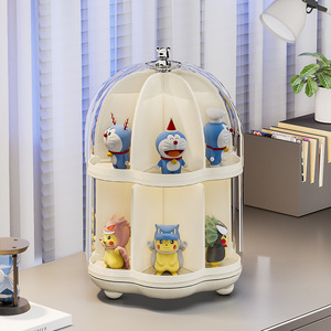 Vitrina para figuras de Doraemon, estante de almacenamiento de escritorio de plástico transparente giratorio de 3 niveles para muñecas de juguete, vitrina a prueba de polvo - Product Image 1