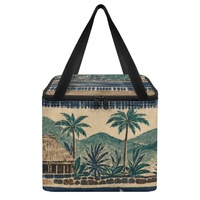Sac à lunch isotherme personnalisé, tissé à la main, à motif géométrique, avec fermeture éclair et poignées de transport