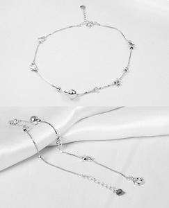 Tobillera de <span class=keywords><strong>Plata</strong></span> de Ley 925 para mujer, pulsera para tobillo, joyería para pie - Product Image 5