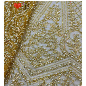 أقمشة دانتيل نيجيرية مُطرزة بالترتر والخرز 2024 عالية الجودة من الدانتيل الناعم، خامة للعروس النيجيرية لفساتين حفلات الزفاف - Product Image 1