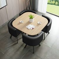 Ensemble de table à manger moderne et luxueux en acier inoxydable, 1 table et 4 chaises, durable, écologique, gain de place, pour l'école, l'hôtel, la villa