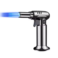 Torche à gaz en métal, briquet à 3 flammes, jet, barbecue, cuisson, torche au butane rechargeable pour cigarette, logo personnalisé