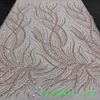 Dernier tissu de dentelle de broderie de sequins de couture de filet de maille de mariage français de haute qualité avec des perles