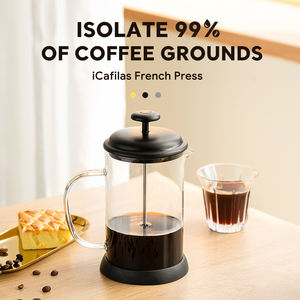 Cafetière à piston en verre 800 ml avec filtre combiné et mailles ultra-fines pour café et thé - Product Image 1