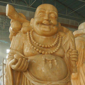 Offre Spéciale naturel marbre jaune pierre <span class=keywords><strong>bouddha</strong></span> Statue Design traditionnel sourire bouddhas Sculpture <span class=keywords><strong>extérieur</strong></span> <span class=keywords><strong>jardin</strong></span> utilisation 1 an de garantie - Product Image 4