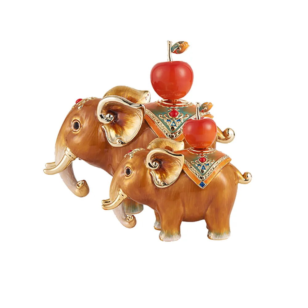 Handpaint Bedroom Ornaments Enamel Elephant gold colored figurine lovely Mascot ornaments animal sculpture Metal Crafts home