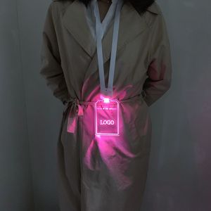 Factory OEM Laser Engraved Custom LOGO Acrylic LED Badge Lanyard Multicolor Light up Lanyard LED <strong>Flashing</strong> ID <strong>Card</strong> Lanyard - Product Image 2