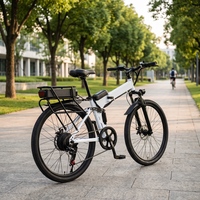 Vélo électrique de banlieue de 26 pouces, moteur 400W, batterie amovible 48V, cadre en acier à haute teneur en carbone, frein à disque à 7 vitesses