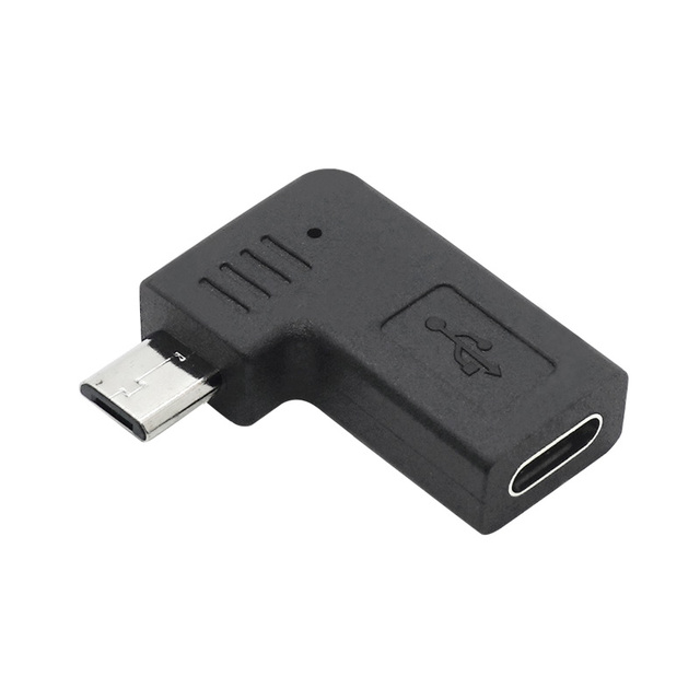 Left/Right Angle Micro USB Male to Type C Female Adapter 90 Degree Microusb to USB C Female Converter Data Sync Charge for Phone