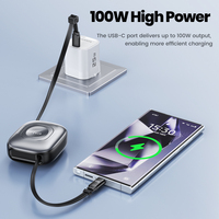 Kabel Pengisi Daya Toocki 2-in-1 yang Dapat Ditarik 100W USB-C Pengisian Cepat 2.5W Pengisi Daya Jam Tangan Nirkabel Magnetik untuk Penggunaan Sehari-hari di Luar Ruangan