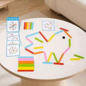 Early-Educational STEM Activities Toy Brain Teaser Creative Pattern Blocks Montessori <b>Smart</b> Sticks Wooden Puzzle - Product Image 1