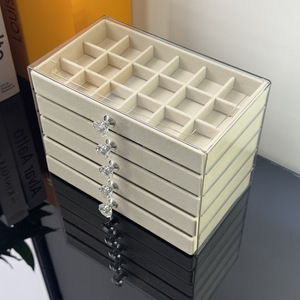 Hochwertiger Fünfschichtiger Schmuck-Organizer aus Acryl und Flanell, Geschenkverpackung und Aufbewahrungsbox für Halsketten und Ohrringe - Product Image 1