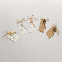 50/100 pièces d'ouvre-bouteilles vintage en forme de clé squelette, cadeaux de mariage avec étiquettes en kraft, souvenirs rustiques en bronze antique doré
