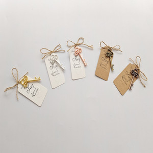 Set de 50/100 Recuerdos de Boda Rústicos Vintage, Llaves de Esqueleto con Etiquetas Kraft para Invitados, Bronce Antiguo/Dorado - Product Image 5