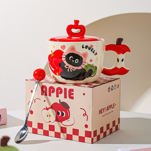Ensemble de tasses en céramique mignonnes au design de chat pomme, avec boîte cadeau haut de gamme, pour les meilleurs amis et les cadeaux d'anniversaire - Product Image 3