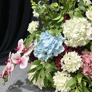 Elegante Camino de Flores Artificiales de Seda en Rosa Macaron, Azul y Blanco para el Pasillo de Boda, Recepción, Escenario, Decoración Floral para el Día de la Madre - Product Image 3