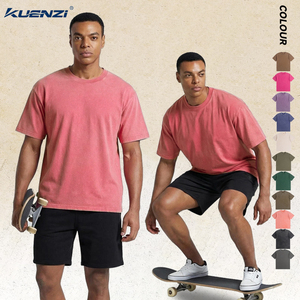 Camiseta Oversize para Hombre Kuenzi, 230GSM, Algodón Lavado, Estilo Vintage, Talla Grande 5XL, Cuello Redondo Relajado, Streetwear, Camiseta Lisa <span class=keywords><strong>de</strong></span> Verano, OEM RTS - Product Image 1