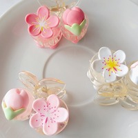 Yi Sugar vente en gros belle fleur de pêcher rose tulipe fleur pinces à cheveux petite Mini fleur en plastique griffe de cheveux embrayages accessoires