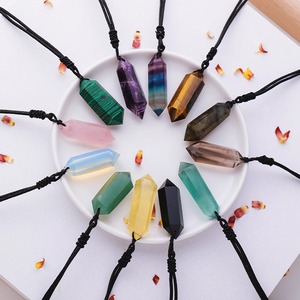 Pendentif en <span class=keywords><strong>cristal</strong></span> naturel double pointe poli, pierre énergétique, bijou, collier en <span class=keywords><strong>cristal</strong></span> pour la portée - Vente en gros - Product Image 1