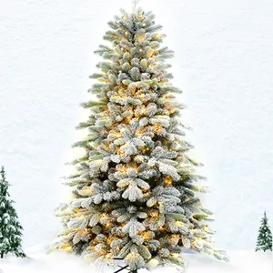 2023 Newish Golden Prelit Weihnachts dekoration Baum Classic Faux PE PVC Schnee beflockt Bushy Weihnachts baum