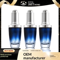 Flacon compte-gouttes cosmétique personnalisé en verre noir de 30 ml pour huiles essentielles et essences pour les yeux, modèle JCpink avec col en caoutchouc