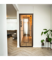 Portes en verre trempé transparent/brun/gris/noir avec cadre en acier intérieur et poignées longues