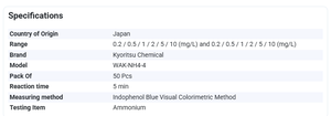 น้ำยาตรวจสอบแอมโมเนียไนโตรเจนในน้ำ KYORITSU WAK-NH4-4 สำหรับการตรวจสอบน้ำเสียอุตสาหกรรม ไม่ใช่สำหรับใช้ทางการแพทย์ - Product Image 3
