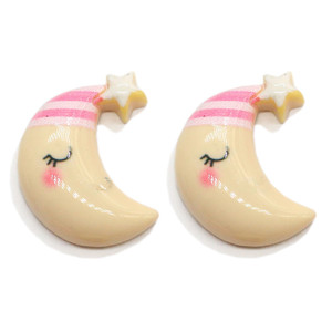 Kawaii — Cabochon <span class=keywords><strong>lune</strong></span> endormie en résine, pour épingles à cheveux, ornement simulant gâteau au chocolat, décor DIY - Product Image 1