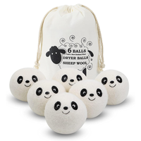 Boules de séchage en laine de panda réutilisables, boules de lavage en laine de mouton naturelle de Nouvelle-Zélande, réduisent l'électricité statique, adoucissent les vêtements, écologiques