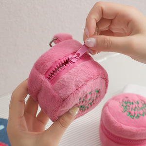 Monedero mini rosa de peluche con diseño de pastel, estilo Kawaii, con estampado de puntos, para monedas y almacenamiento de cables de auriculares, portátil, estilo Harries - Product Image 4