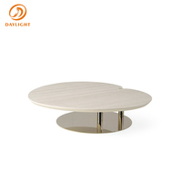 Ensemble de tables basses gigognes modernes de luxe avec plateaux en marbre et base en métal miroir, tables d'appoint rondes hautes et basses pour salon