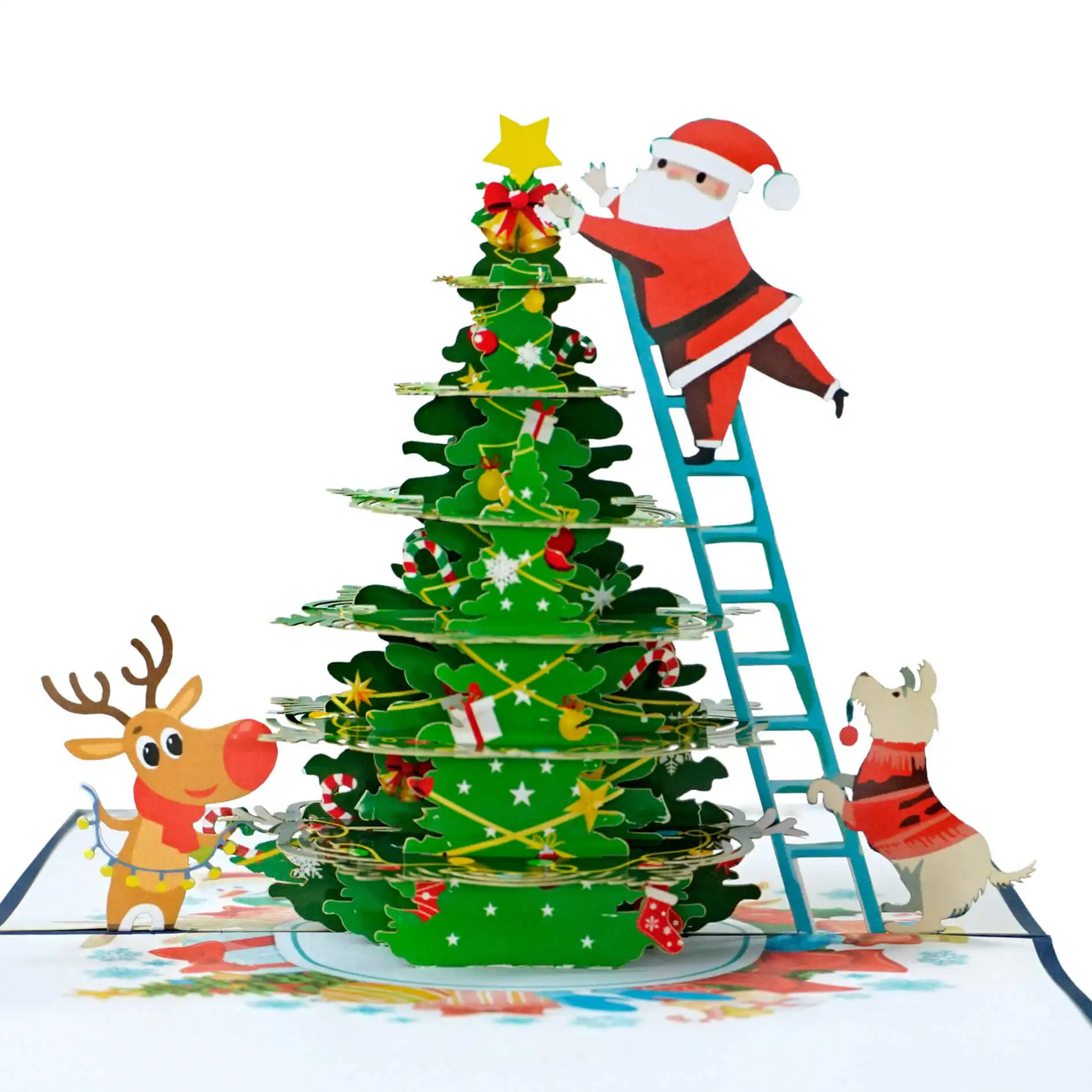 베트남에서 2023 공급 업체에서 녹색 소나무와 탑 6 아름다운 크리스마스 3D 인사말 팝업 카드