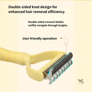Productos para el cuidado de mascotas: Rastrillo de doble cabezal para eliminar el subpelo de mascotas con cuchillas onduladas para el aseo de perros, directo de fábrica - Product Image 1