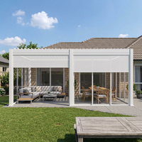 Pergola bioclimatique intelligente à toit rigide en aluminium robuste, personnalisable, avec grandes structures de jardin
