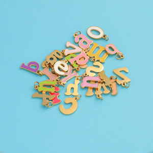 Dijes Iniciales de Acero Inoxidable Esmaltados en Colores, de la A a la Z |   Colgante de Letras Mayúsculas Chapado en Oro PVD de 18K para Fabricación de Joyería DIY - Product Image 3