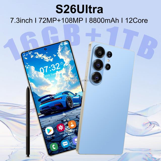 Wholesale 2026 Flagship 7.3" HD Screen Android Phone 16GB+1TB 108MP Camera GPS Face Recognition Global Version Smartphone