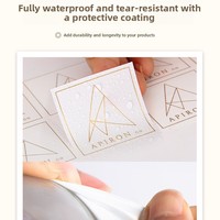 Autocollant carré en PVC auto-adhésif imperméable à fond blanc avec dorure à chaud, logo personnalisé, code QR, marque déposée, pour scellage et cadeaux