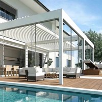 Pergola motorisée en aluminium avec toit à lames orientables imperméable, bioclimatique, pour jardin, terrasse, gazebo, kit d'ombrage