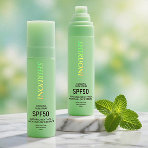OEM naturale mentolo + Mentha estratto di foglie di Mentha raffreddamento Spray solare SPF 50 crema solare nebbia nutre Spray protezione solare per l'estate - Product Image 4