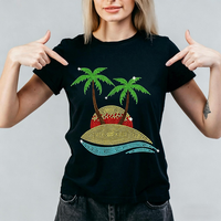 Transfert thermique personnalisé avec strass pour T-shirts, design estival pour les vacances
