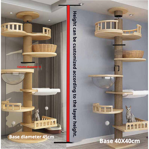 Floor-to-Ceiling <b>Cat</b> Tower Pet Scratcher <b>Tree</b> Wood+Sisal <b>Cat</b> House Durable Sturdy Washable Pet Toy for <b>Cats</b> Indoor Livingroom - Product Image 2
