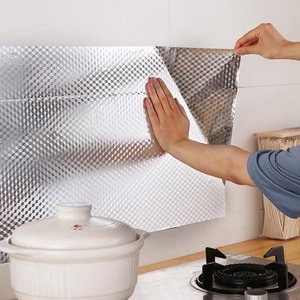 Oil-Proof Wall Stickers 60x100 Cm Checkered Pattern Aluminum Foil Kitchen Cabinet Pads Waterproof Self Adhesive Wallpaper - Product Image 3